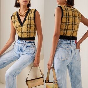 Alessandra Rich Mohair blend lurex tartan plaid knit jacquard vest top large